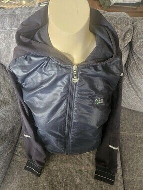 Vintage Lacoste Navy Blue Hybrid Hooded Jacket. 18ptp